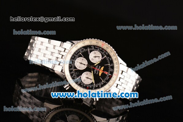 Breitling Navitimer Chrono Swiss Valjoux 7750 Automatic Full Steel with Black Dial and Silver Stick Markers - 1:1 Original (Z) - Click Image to Close