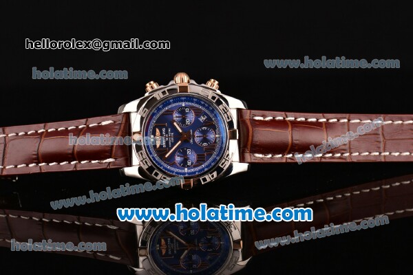 Breitling Chronomat B01 Chrono Swiss Valjoux 7750 Automatic Steel Case with Blue Dial and Roman Numeral Markers 1:1 Orignal (H) - Click Image to Close