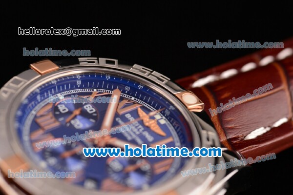 Breitling Chronomat B01 Chrono Swiss Valjoux 7750 Automatic Steel Case with Blue Dial and Roman Numeral Markers 1:1 Orignal (H) - Click Image to Close