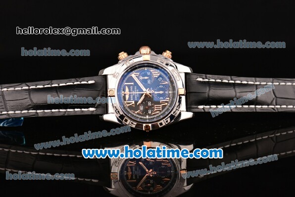 Breitling Chronomat B01 Chrono Swiss Valjoux 7750 Automatic Steel Case with Black Dial and Roman Numeral Markers - Click Image to Close