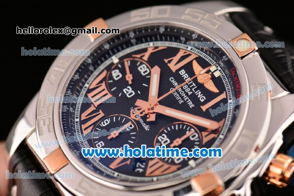 Breitling Chronomat B01 Chrono Swiss Valjoux 7750 Automatic Steel Case with Black Dial and Roman Numeral Markers - Click Image to Close