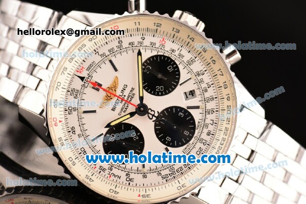 Breitling Navitimer 01 Chrono Swiss Valjoux 7750 Automatic Full Steel with White Dial and Stick Markers - 1:1 Original Best Edition - Click Image to Close
