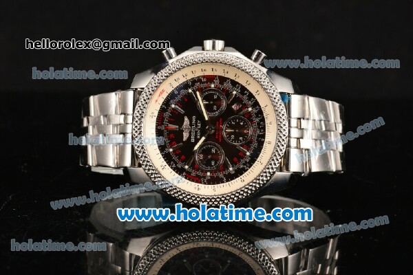 Breitling For Bentley Asia Valjoux 7750 Automatic Movement White Bezel with Brown Dial and SS Strap - Click Image to Close