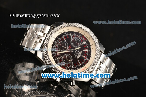 Breitling For Bentley Asia Valjoux 7750 Automatic Movement White Bezel with Brown Dial and SS Strap - Click Image to Close