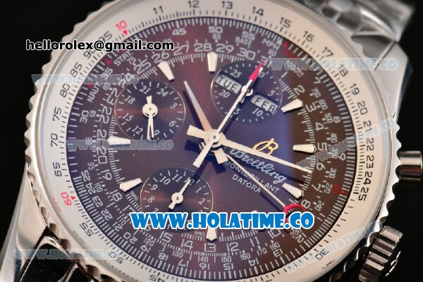 Breitling Montbrillant Datora Chrono Swiss Valjoux 7751 Automatic Steel Case/Bracelet with Brown Dial and Stick Markers - 1:1 Original (J12) - Click Image to Close