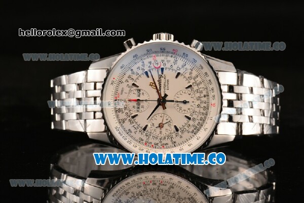 Breitling Montbrillant Datora Chrono Swiss Valjoux 7751 Automatic Steel Case/Bracelet with White Dial and Stick Markers - 1:1 Original (J12) - Click Image to Close