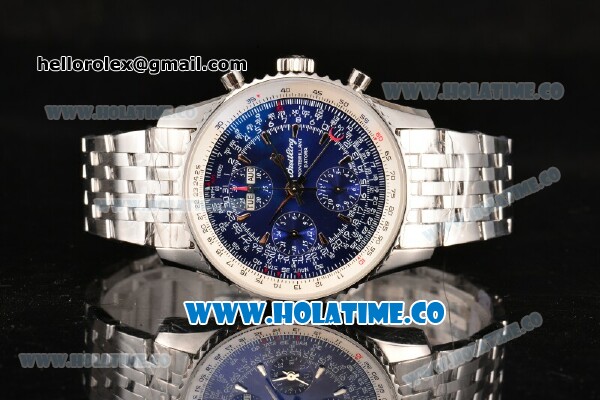 Breitling Montbrillant Datora Chrono Swiss Valjoux 7751 Automatic Steel Case/Bracelet with Blue Dial and Stick Markers - 1:1 Original (J12) - Click Image to Close