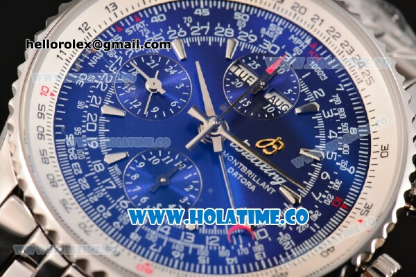 Breitling Montbrillant Datora Chrono Swiss Valjoux 7751 Automatic Steel Case/Bracelet with Blue Dial and Stick Markers - 1:1 Original (J12) - Click Image to Close