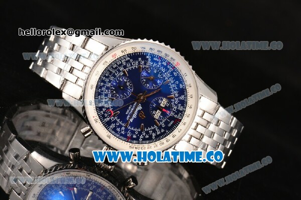 Breitling Montbrillant Datora Chrono Swiss Valjoux 7751 Automatic Steel Case/Bracelet with Blue Dial and Stick Markers - 1:1 Original (J12) - Click Image to Close