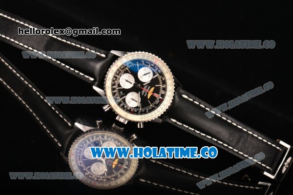 Breitling Navitimer 01 Chrono Swiss Valjoux 7750 Automatic Steel Case with Silver Stick Markers and Black Dial - 1:1 Original (JF) - Click Image to Close