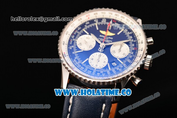 Breitling Navitimer 01 Chrono Swiss Valjoux 7750 Automatic Steel Case with Silver Stick Markers and Blue Dial - 1:1 Original (JF) - Click Image to Close