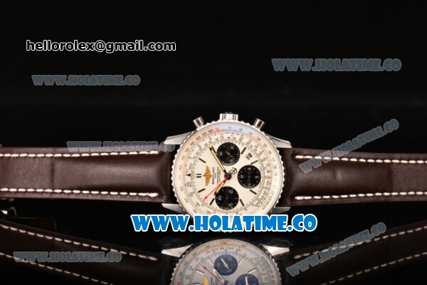 Breitling Navitimer 01 Chrono Swiss Valjoux 7750 Automatic Steel Case with Silver Stick Markers and White Dial - 1:1 Original (JF) - Click Image to Close