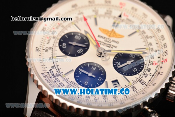 Breitling Navitimer 01 Chrono Swiss Valjoux 7750 Automatic Steel Case with Silver Stick Markers and White Dial - 1:1 Original (JF) - Click Image to Close