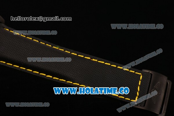 Breitling Avenger Skyland Chrono Swiss Quartz PVD Case with Blue Dial and Yellow/Black Nylon Strap - Click Image to Close