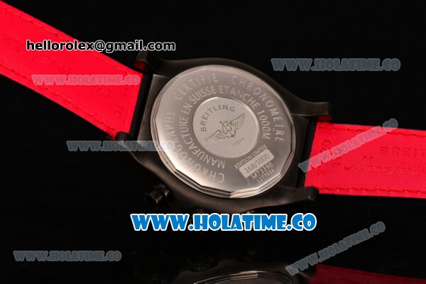 Breitling Avenger Skyland Chrono Swiss Quartz PVD Case with Red/Black Nylon Strap and Black Dial - Click Image to Close