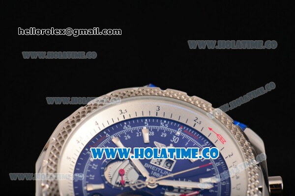 Breitling Bentley Tourbillon Automatic Movement Steel Case with Stick Markers and Blue Leather Strap - Click Image to Close