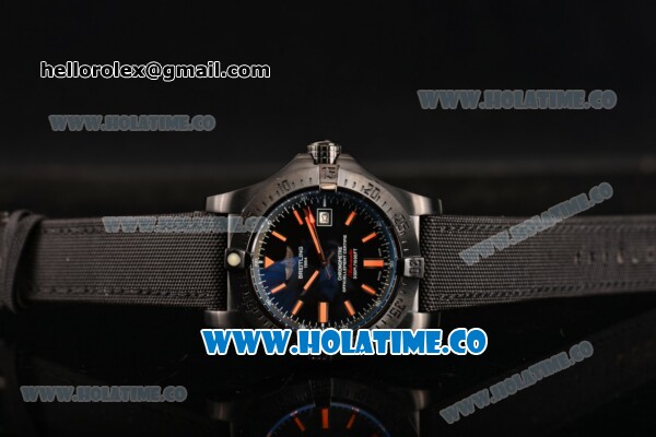 Breitling Avenger II Seawolf Asia 2813 Automatic PVD Case with Black Dial and Orange Stick Markers - Click Image to Close