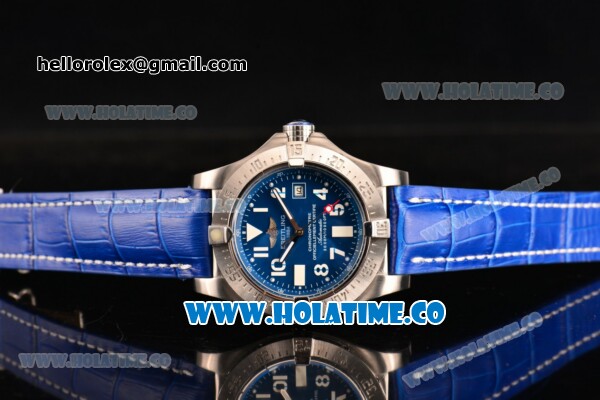 Breitling Avenger II Seawolf Asia 2813 Automatic Steel Case with Blue Dial and White Arabic Numeral Markers - Click Image to Close