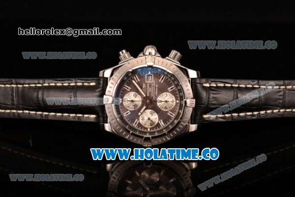 Breitling Chronomat Evolution Swiss Valjoux 7750 Automatic Steel Case with Grey Dial and Silver Stick Markers (BP) - Click Image to Close