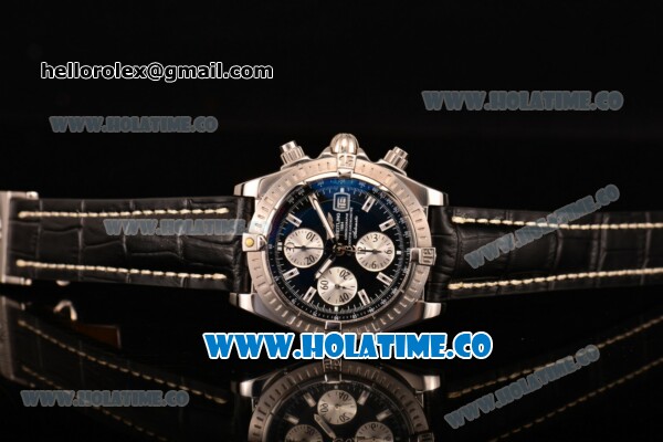 Breitling Chronomat Evolution Swiss Valjoux 7750 Automatic Steel Case with Black Dial and Silver Stick Markers (BP) - Click Image to Close