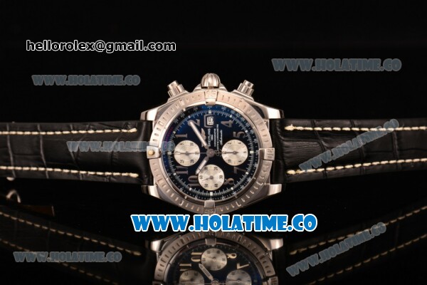 Breitling Chronomat Evolution Swiss Valjoux 7750 Automatic Steel Case with Silver Arabic Numeral Markers and Black Dial (BP) - Click Image to Close