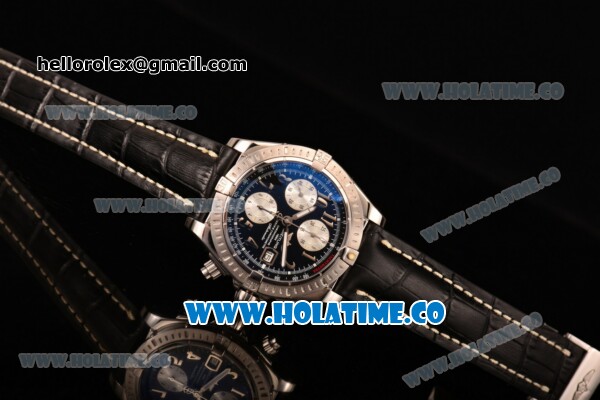 Breitling Chronomat Evolution Swiss Valjoux 7750 Automatic Steel Case with Silver Arabic Numeral Markers and Black Dial (BP) - Click Image to Close