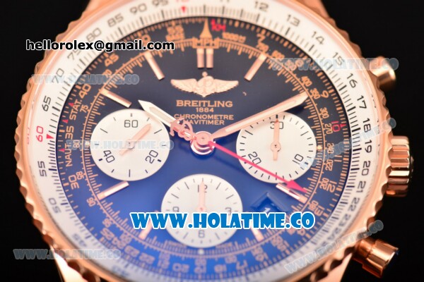 Breitling Navitimer 01 Chrono Swiss Valjoux 7750 Automatic Rose Gold Case with Black Dial Black Leather Strap and Stick Markers - 1:1 Original (JF) - Click Image to Close