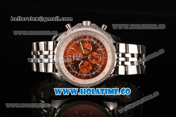 Breitling Bentley 6.75 Asia 2813 Automatic Full Steel with Red Dial and Stick Markers - Click Image to Close