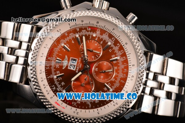 Breitling Bentley 6.75 Asia 2813 Automatic Full Steel with Red Dial and Stick Markers - Click Image to Close