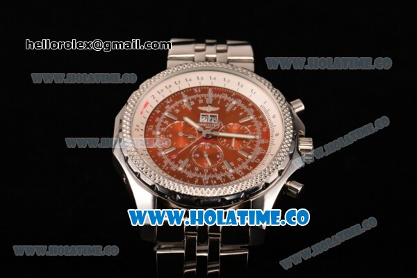 Breitling Bentley 6.75 Asia 2813 Automatic Full Steel with Red Dial and Stick Markers - Click Image to Close