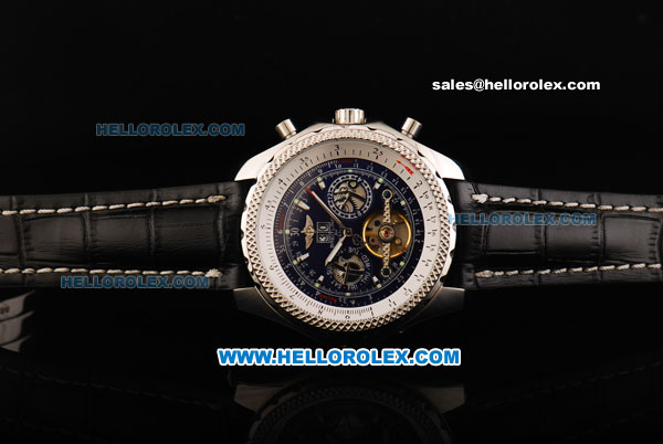 Breitling Bentley Tourbillon Movement Steel Case with Blue Dial and White Border - Honeycomb Bezel - Click Image to Close