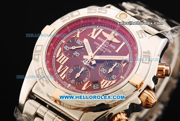 Breitling Chronomat B01 Swiss Valjoux 7750 Automatic Movement Full Steel with Brown Dial - RG Roman Markers - Click Image to Close
