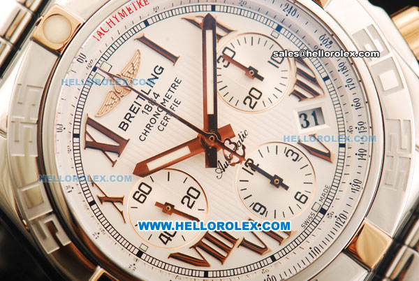 Breitling Chronomat B01 Swiss Valjoux 7750 Automatic Movement Full Steel with White Dial - RG Roman Markers - Click Image to Close