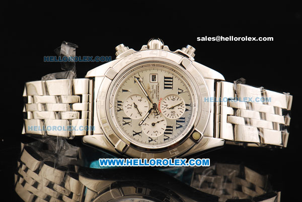 Breitling Chronomat B01 Automatic Movement Beige Dial with Roman Markers and SS Strap - Click Image to Close