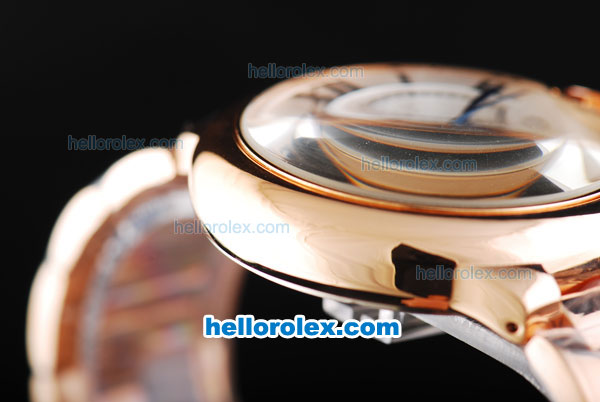 Cartier Ballon Bleu Automatic Movement Full Rose Gold with Black Rome Markers and White Dial-Small Calendar - Click Image to Close