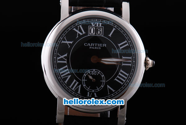 Cartier paris Automatic with Black Dial and strap - Click Image to Close
