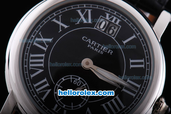 Cartier paris Automatic with Black Dial and strap - Click Image to Close