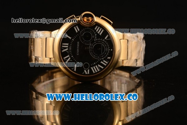 Cartier Ballon Bleu De Chrono Swiss Valjoux 7750 Automatic Yellow Gold Case with Black Dial and Yellow Gold Bracelet - (H) - Click Image to Close