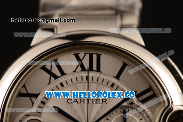 Cartier Ballon Bleu De Chrono Swiss Valjoux 7750 Automatic Steel Case with White Dial and Steel Bracelet - (H) - Click Image to Close