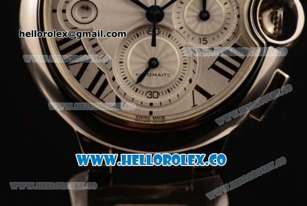 Cartier Ballon Bleu De Chrono Swiss Valjoux 7750 Automatic Steel Case with White Dial and Steel Bracelet - (H) - Click Image to Close