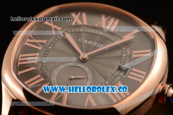 Cartier Drive de Cartier Asia Automatic Rose Gold Case with Grey Dial and Brown Leather Strap (AAAF) - Click Image to Close
