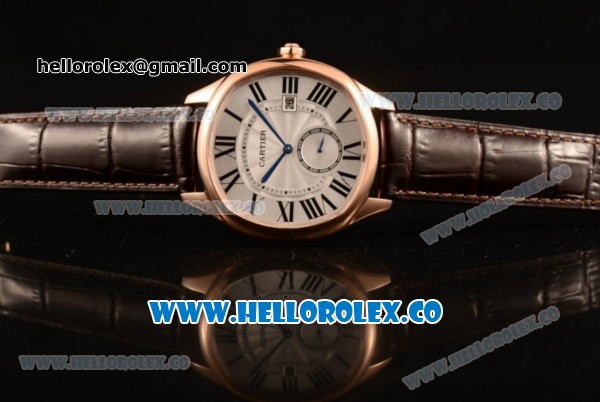 Cartier Drive de Cartier Asia Automatic Rose Gold Case with White Dial and Brown Leather Strap (AAAF) - Click Image to Close