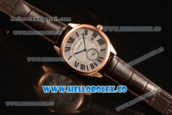 Cartier Drive de Cartier Asia Automatic Rose Gold Case with White Dial and Brown Leather Strap (AAAF) - Click Image to Close