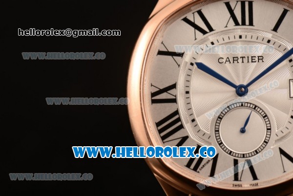 Cartier Drive de Cartier Asia Automatic Rose Gold Case with White Dial and Brown Leather Strap (AAAF) - Click Image to Close