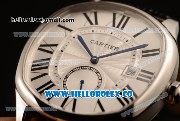 Cartier Drive de Cartier Asia Automatic Steel Case with White Dial and Black Leather Strap (AAAF) - Click Image to Close