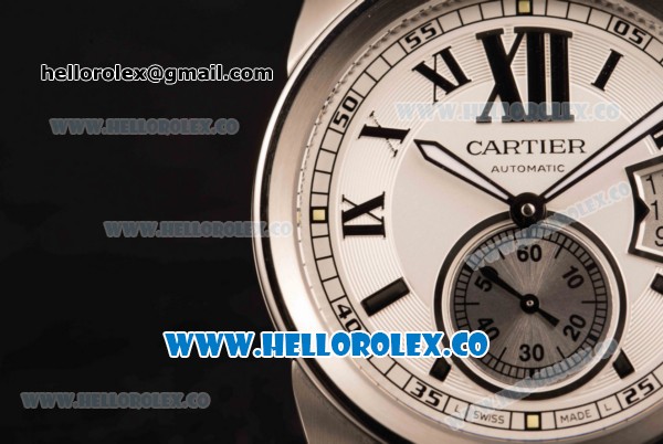 Cartier Calibre De Cartier Miyota 9015 Automatic Steel Case with White Dial and Green Leather Strap - Click Image to Close