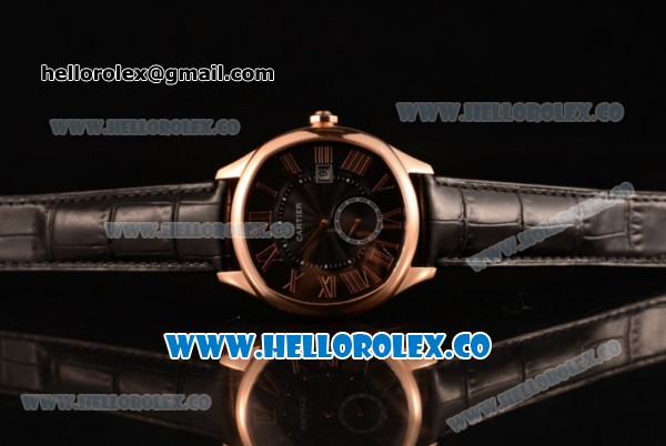 Cartier Drive de Cartier Asia Automatic Rose Gold Case with Black Dial and Black Leather Strap (ZF) - Click Image to Close