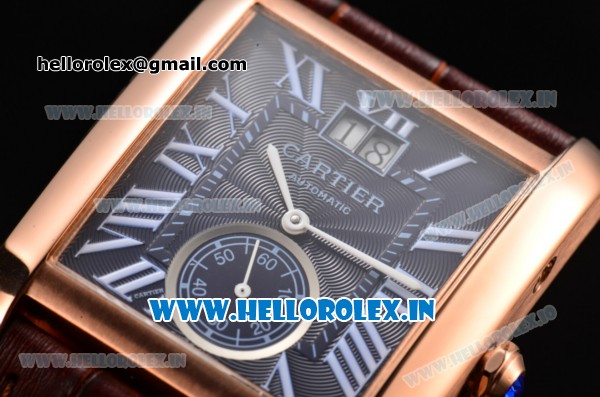 Cartier Tank MC Asia ST16 Automatic Rose Gold Case with Blue Dial and Roman Numeral Markers - ETA Coating - Click Image to Close
