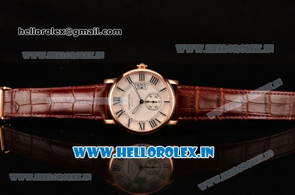 Cartier Rotonde De Asia Automatic Rose Gold Case with White Dial and Black Roman Numeral Markers - Click Image to Close