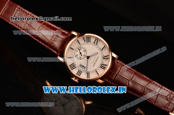 Cartier Rotonde De Asia Automatic Rose Gold Case with White Dial and Black Roman Numeral Markers - Click Image to Close